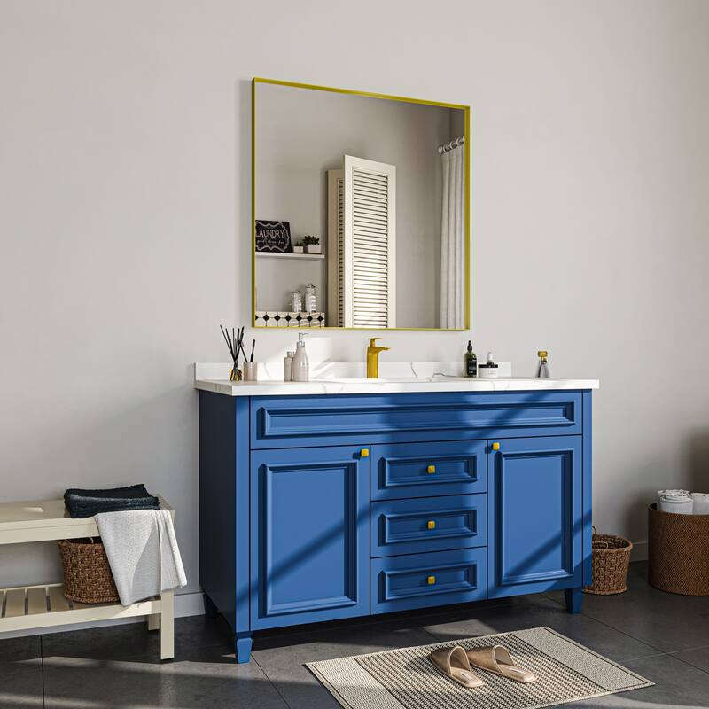TOOLKISS Right Angle Aluminum Frame Bathroom Vanity Mirror with Clear Glass