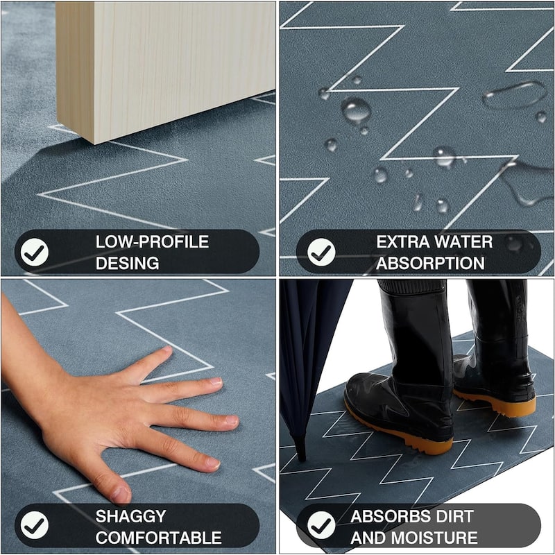 Indoor Door Mat, Front Back Outdoor Mat Rubber Backing, Low-Profile Entrance Rugs, Absorbent Resist Dirt Doormats Inside Doormat