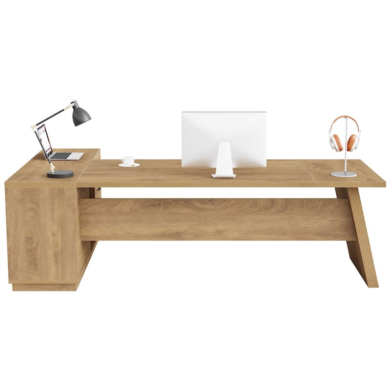 78.7-Inch L-Shaped Executive Desk Computer Desk with File Cabinet