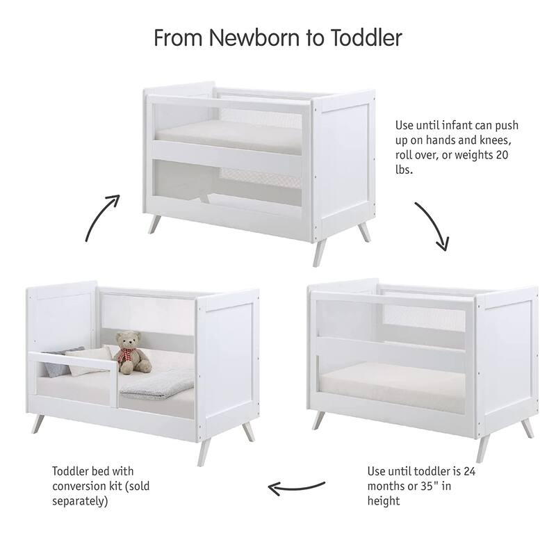BreathableBaby Breathable Mesh 3-in-1 Convertible Crib, Greenguard Gold Certified