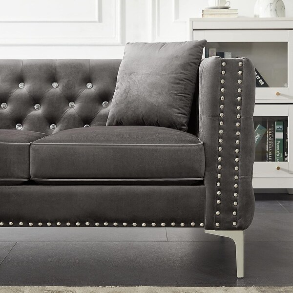 2 Piece Modern Velvet Living Room Set with Sofa and Loveseat