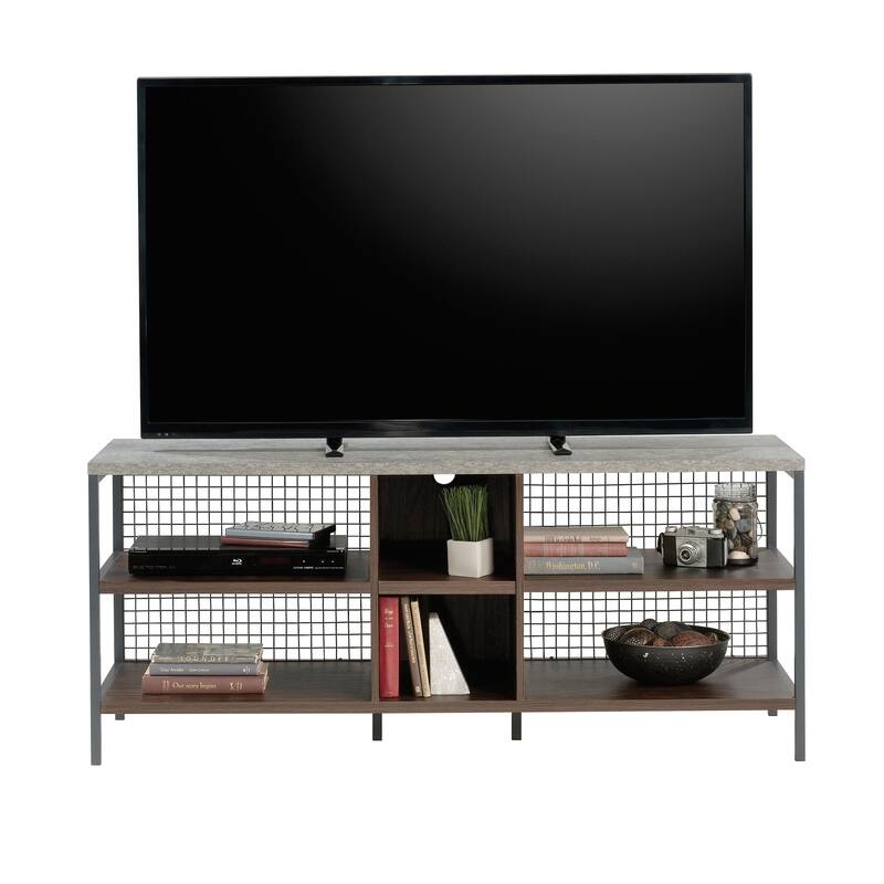 Engineered Wood Industrial Credenza For TVs up to 60", Brown - 55.35"W x 17.72"D x 23.27"H