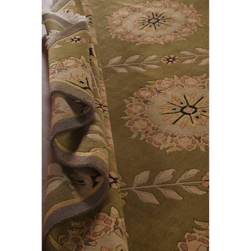 All-Over Floral Nepalese Oriental Area Rug Handmade Wool Carpet - 8'10"x 11'8"