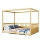 preview thumbnail 27 of 26, Children's Style Drop-down Roof Bed,Wooden Montessori Floor Bed