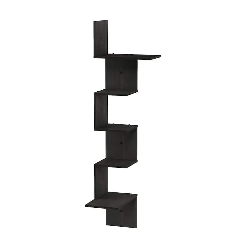 Porch & Den Munjoy Modern 5-tier Wall Floating Corner Shelf - Espresso