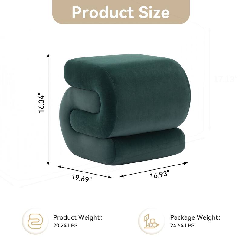 S-shape Velvet Fabric Ottoman Makeup Stool