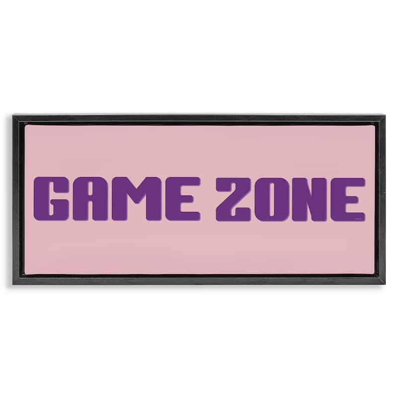 Stupell Game Zone Purple & Pink Framed Floater Canvas Wall Art Design By Yass Naffas Designs - 31 x 14 - Black