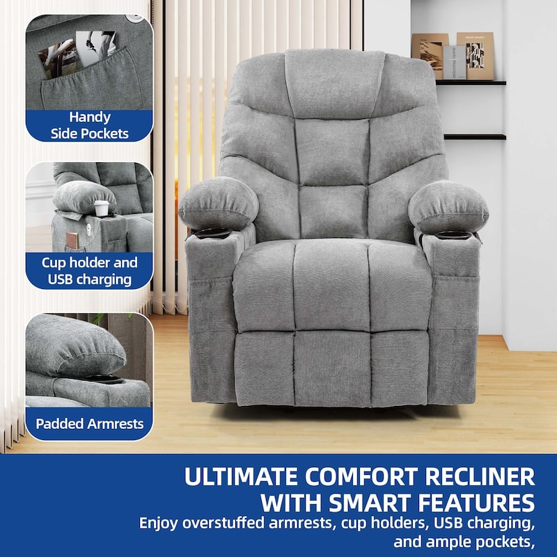 31.5 ''Wide Power Lift Assist Ergonomic Recliner with Massager & Heating