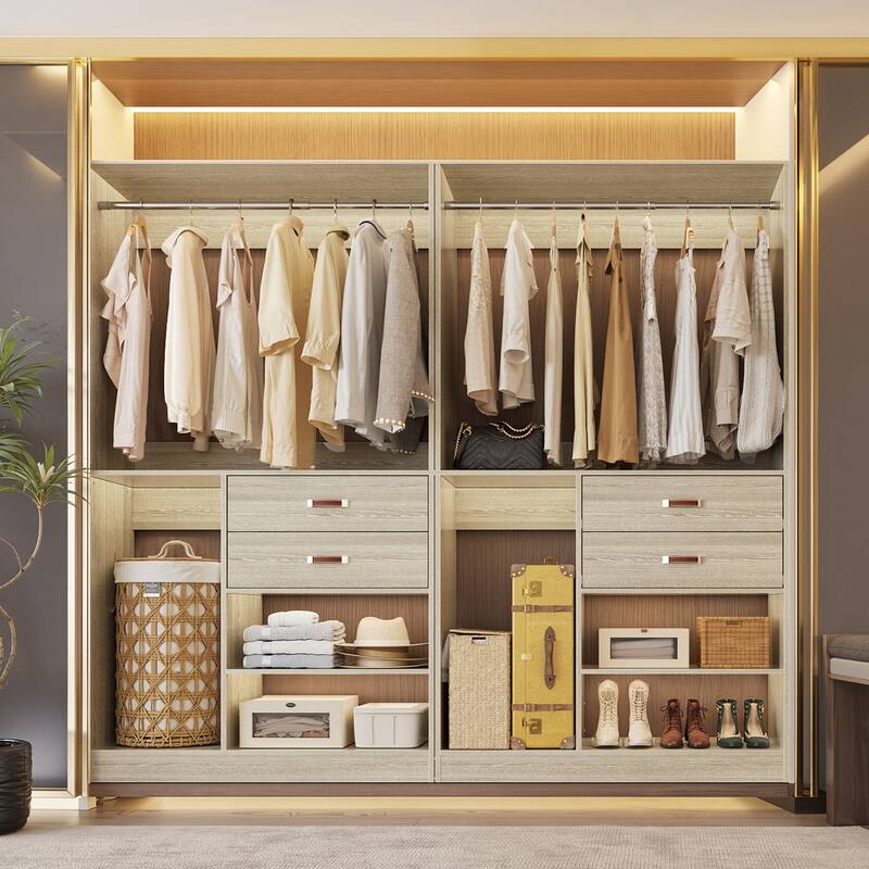 40'' Large Closet System with Shelves and 2 Drawers, Freestanding Closet Organizer with Hanging Rods