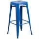 preview thumbnail 16 of 31, 30'' Round Metal Indoor-Outdoor Bar Table Set with 2 Square Seat Backless Stools - 30"W x 30"D x 41"H