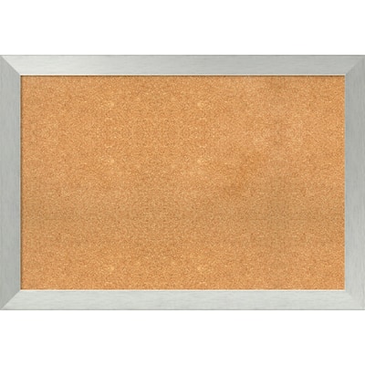 Framed Cork Board, Brushed Sterling Silver