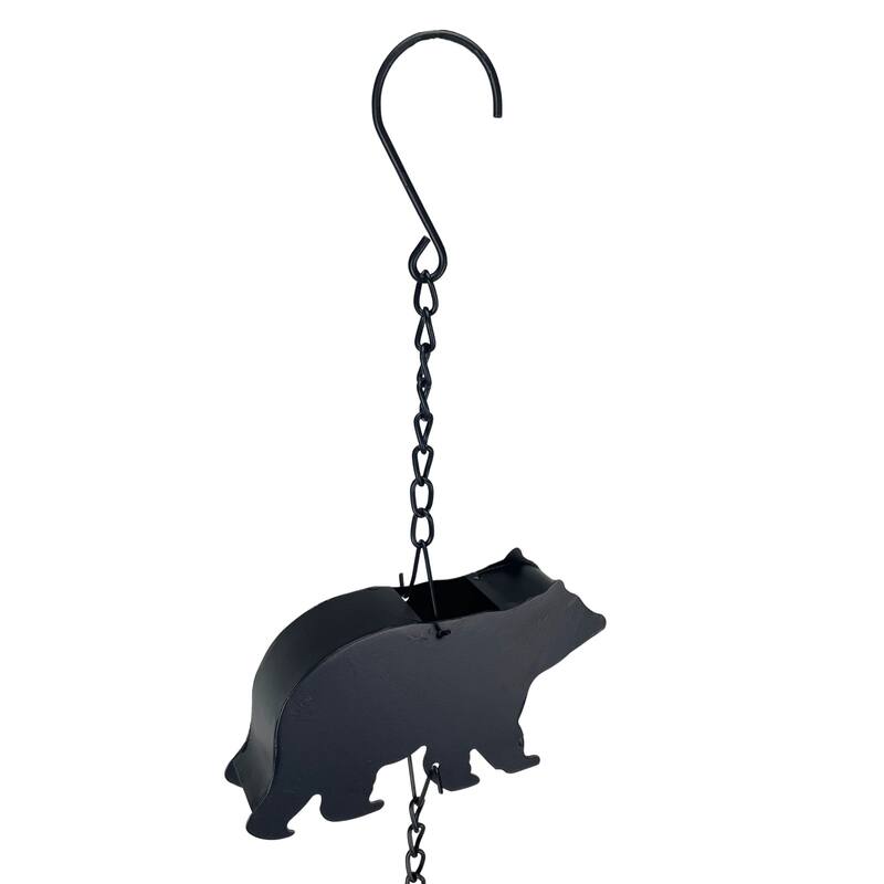 Black Bear Rain Chain - 75" Long With 8 3D Bear Designs, Weighted Bell - 6 X 75 X 1.25 inches