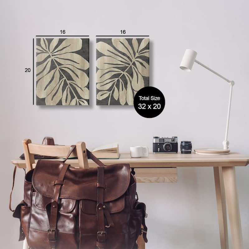 Stupell Rustic Curved Leaves Canvas Wall Art Design By June Erica Vess (Set of 2)