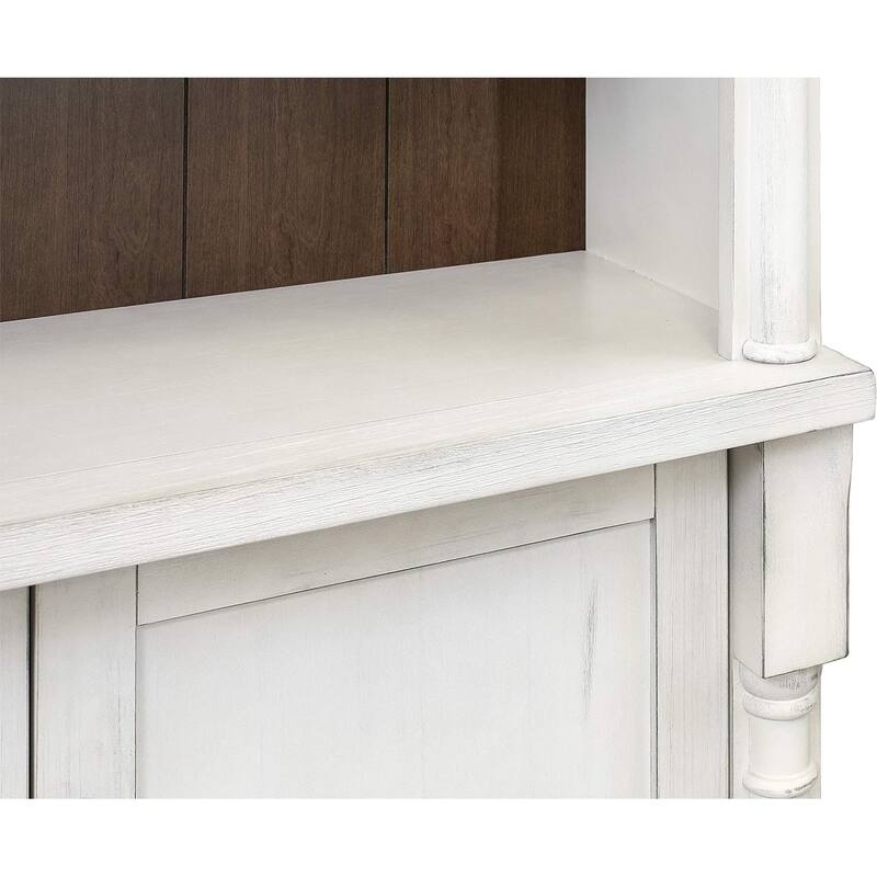 Rustic 8' Wood Bookcase With Doors, Storage Cabinet, White - 42W x 94H x 16D