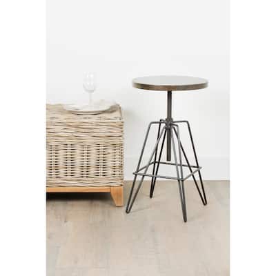 Brown Mango Wood And Black Iron Adjustable Stool by East at Main