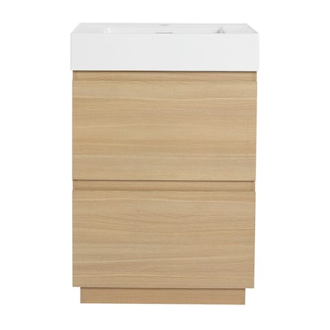 24 in. W x 18 in. D x 35 in. H Single Sink Freestanding Bath Vanity with White Resin Top