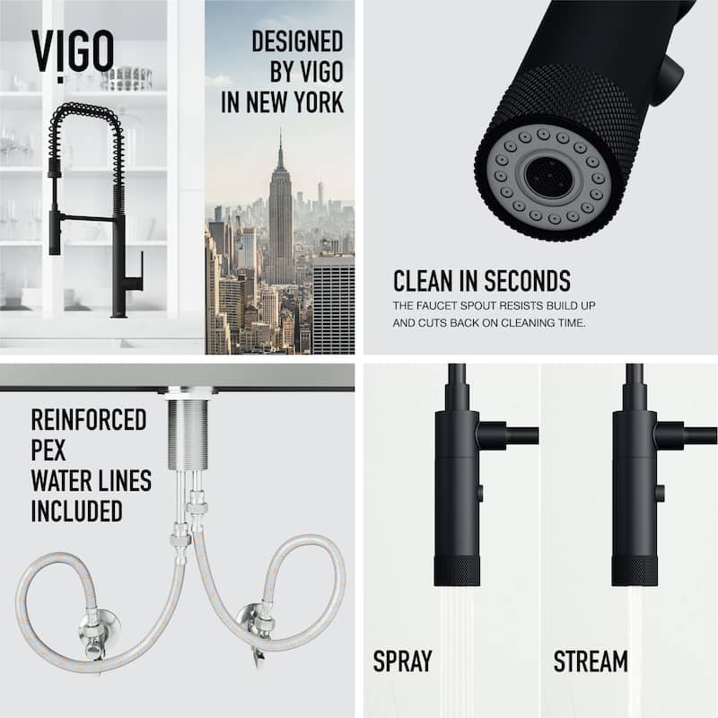 VIGO Sterling 23" H Single Handle Pull-Down Sprayer Kitchen Faucet