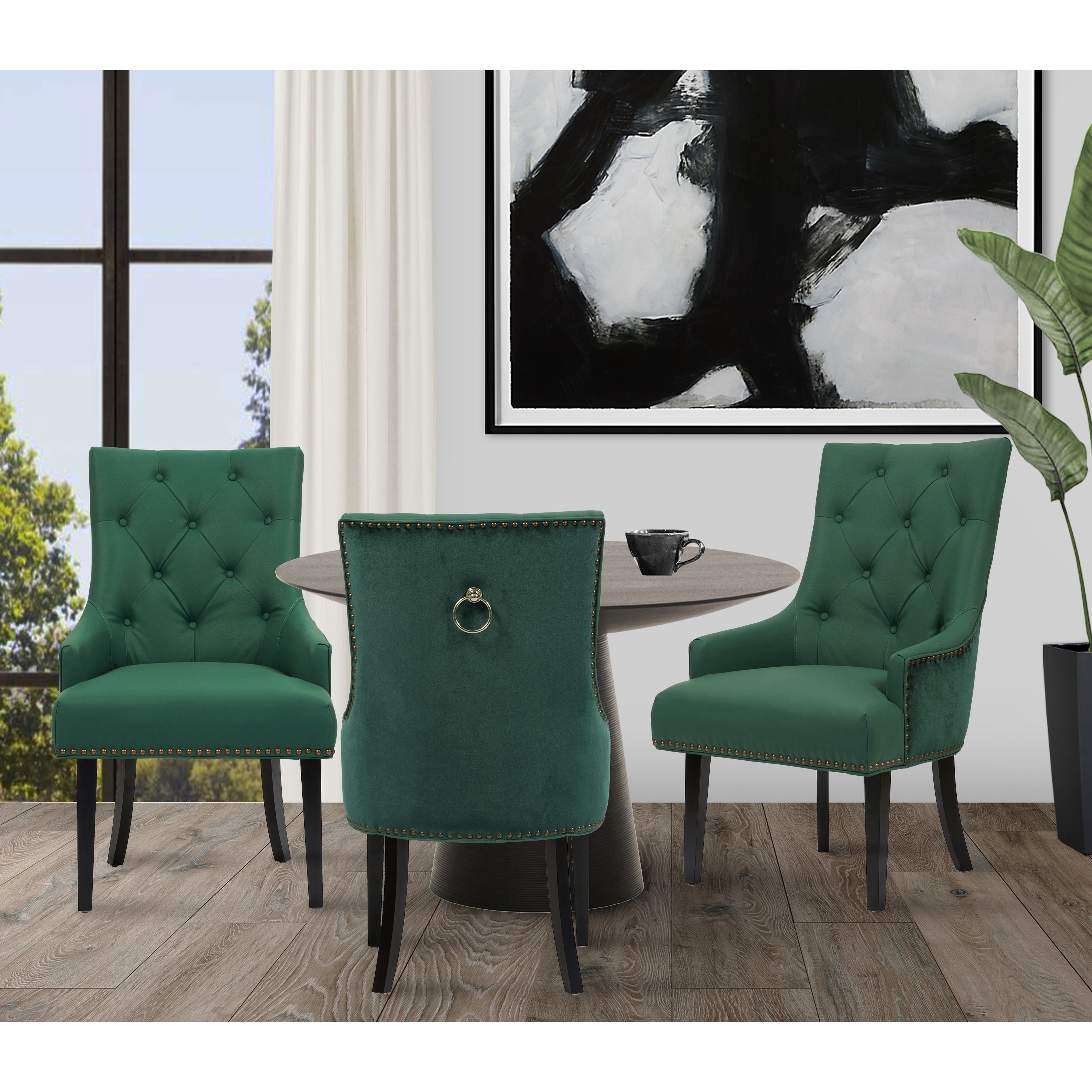 Green faux leather chair sales
