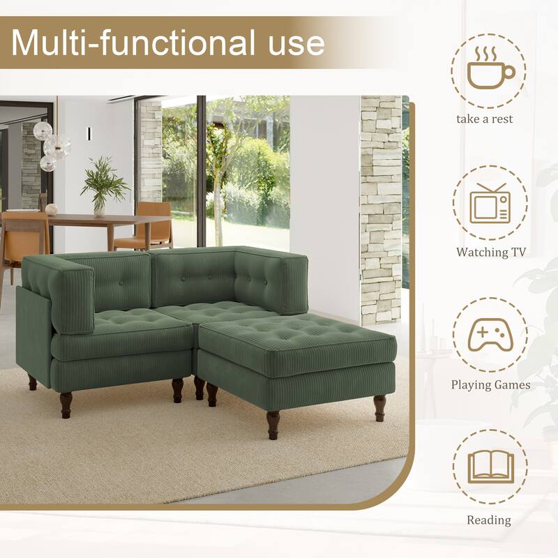 Oversized Sofa Corduroy Tufted Modular Sectional Set