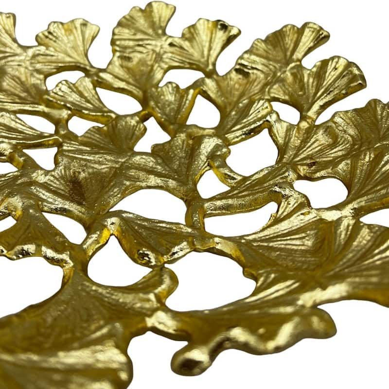 11.5 Inch Wide Decorative Handmade Aluminum Leaf Platter - 11.5 x 11.5 x 2 in