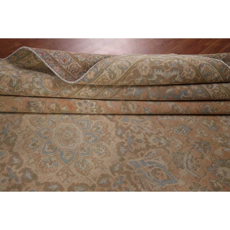Distressed Muted Najafabad Persian Vintage Hand-Knotted Wool Carpet - 9'3" x 12'11"