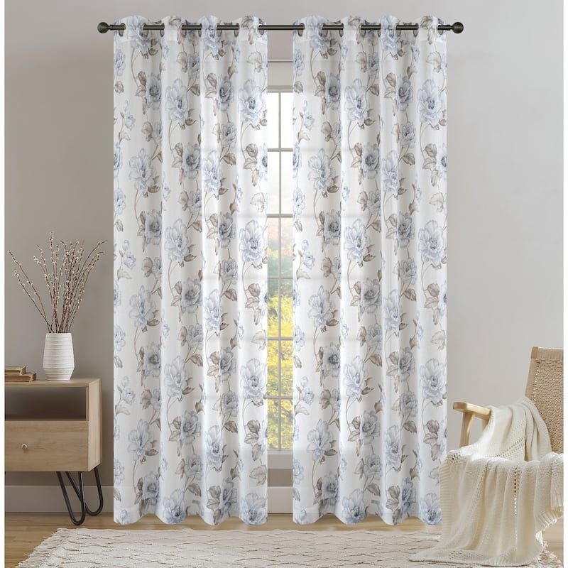 Camila Light Filtering Grommet Curtain Panel - 52" x 84" - Blue - 52" x 84"
