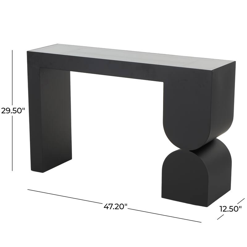 Metal Geometric Console Table with Stacked Arched Table Leg - Black - Roche River Decor - 13"W x 47"L x 30"H