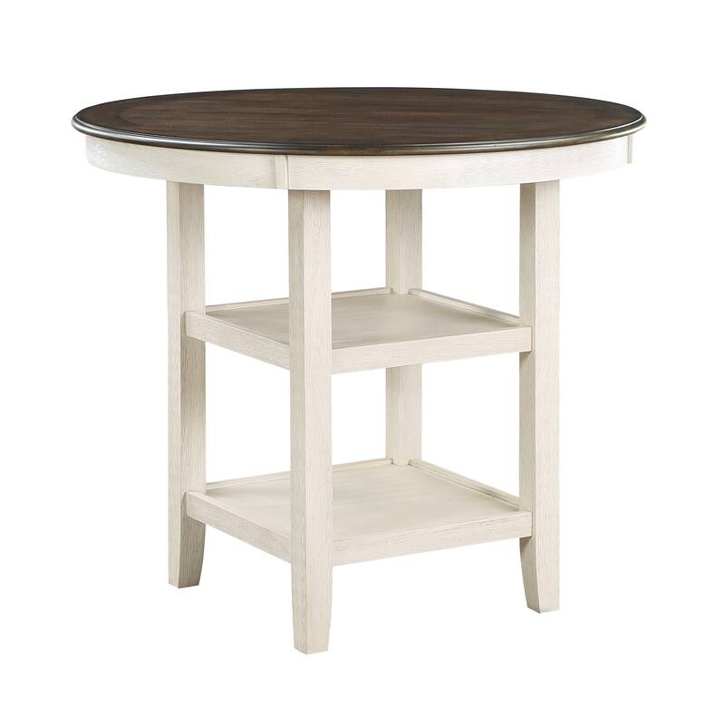 Brown and Antique White Finish 1pc Counter Height Table with 2x Display Shelves Transitional