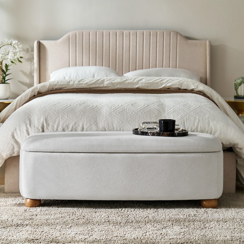Felipe Modern Storage Bench with Solid Wood Legs by HULALA HOME