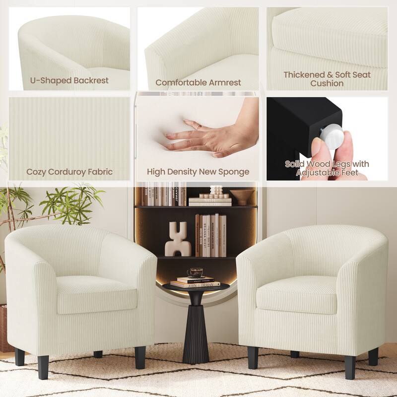 Yaheetech Upholstered Accent Arm Chair Fabric Club Chair for Living Room Bedroom