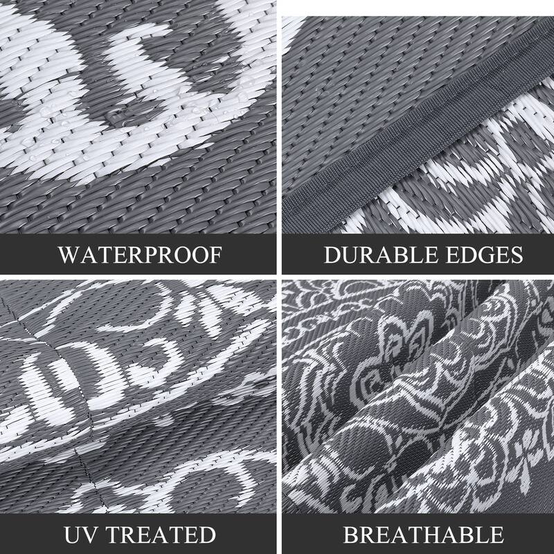 Outdoor Rug Reversible Patio Rug Plastic Straw Rug Waterproof Lightweight Rug