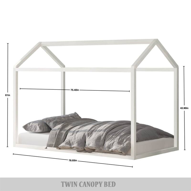 CraftPorch Dream House-shaped Twin size Wooden Canopy Bed