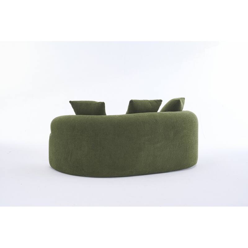 Curved Loveseat White Full Compression Sponge Sofa