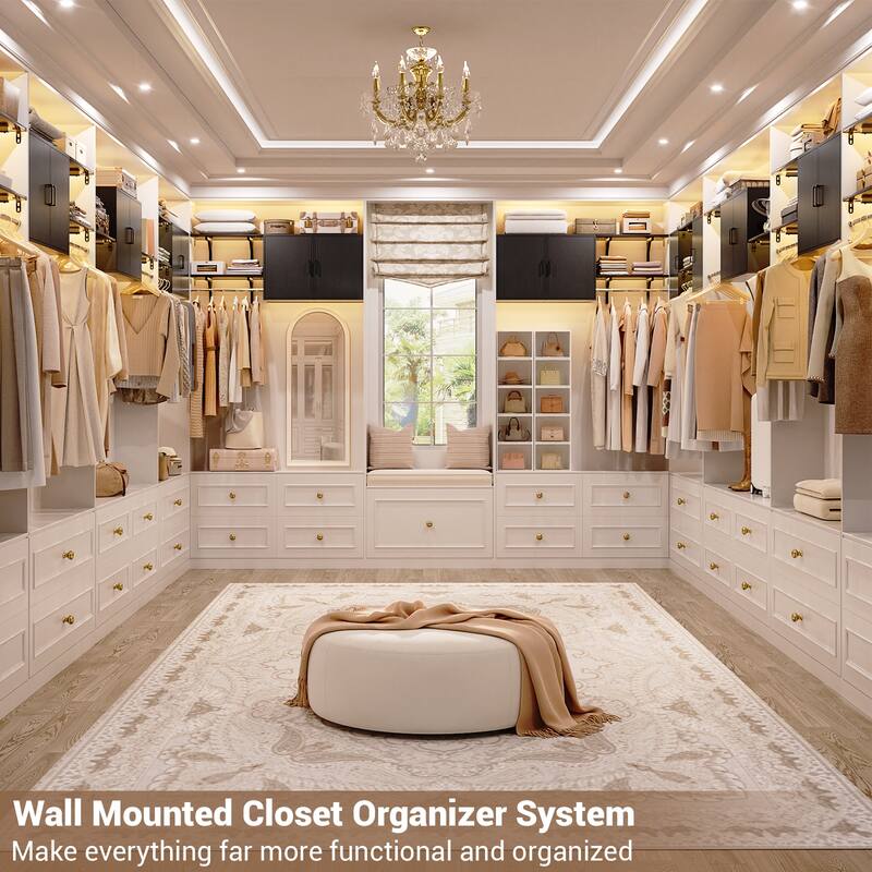 65''W Reversible Laundry Storage Cabinet with Doors and Storage Shelves and Shelf Towers