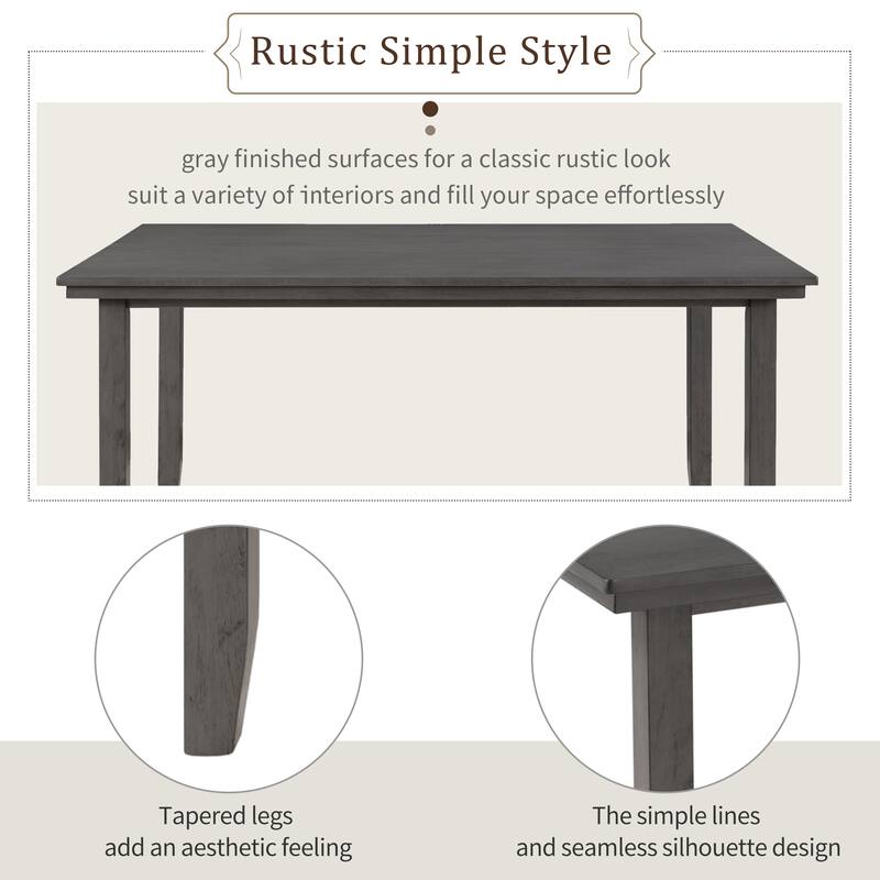 6-Piece Dining Set for 6, Rustic Wood Dining Table with 4 Chairs and Bench, Upholstered Seats for Kitchen or Dining Room