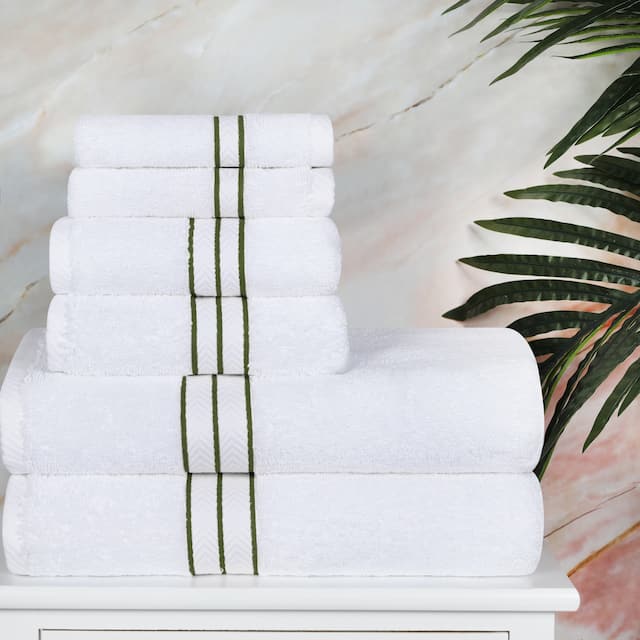 Turkish Cotton 6 Piece Absorbent Heavyweight Towel Set by Superior - Forest Green