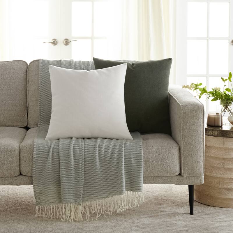 Washed and Distressed Cotton Decor Throw Pillow in Stone Washed