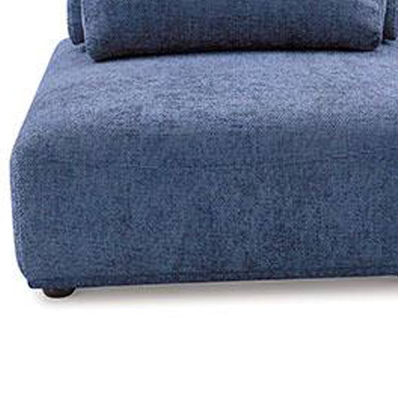 Stavan Modular Curved 2 Seat Sofa Set, Blue Chenille, Adjustable Backs