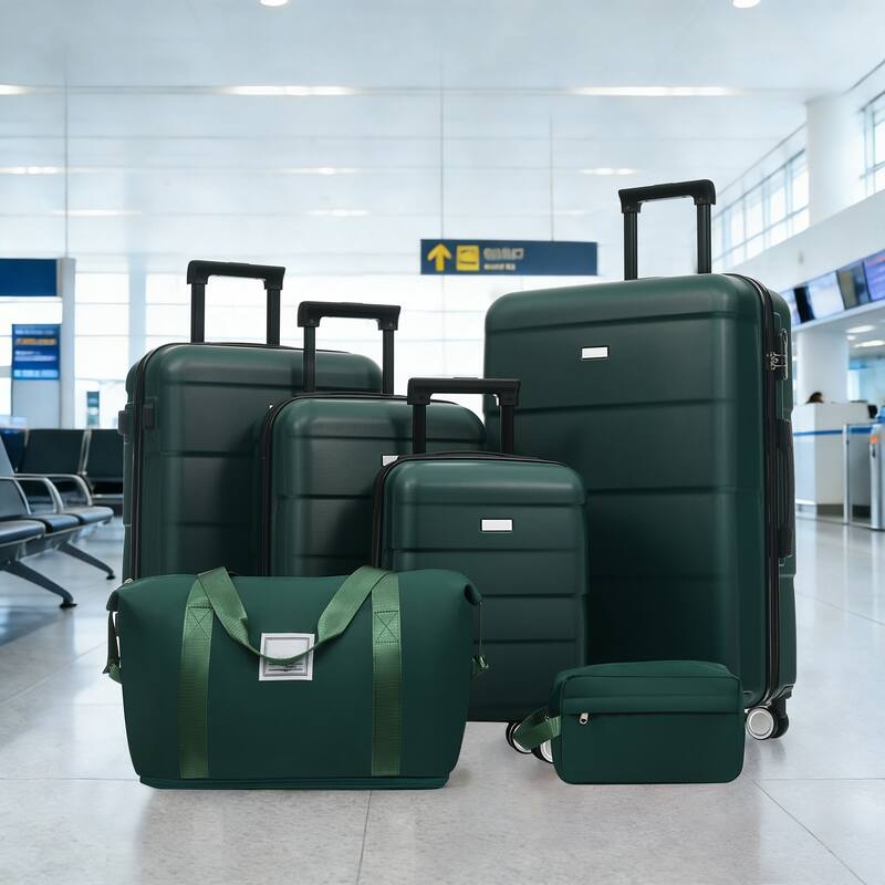 Hardshell Luggage Sets 6 Piece with 2 Bags,Carry on Suitcase with Handle Password Lock Double Spinner Wheels