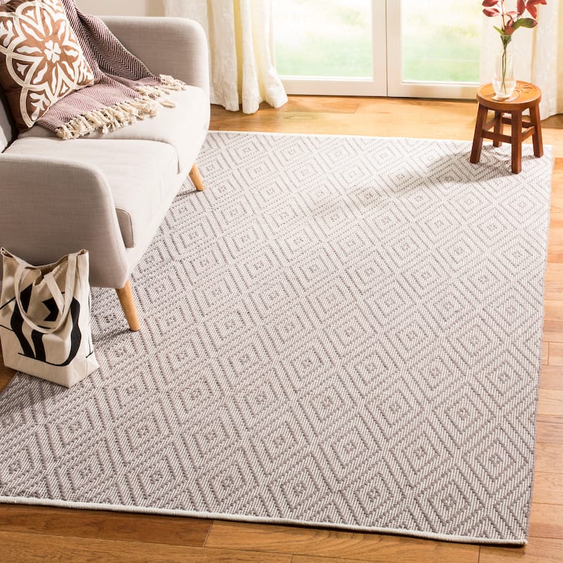 SAFAVIEH Handmade Flatweave Montauk Oushak Cotton Rug - 3' x 5' - Grey/Ivory