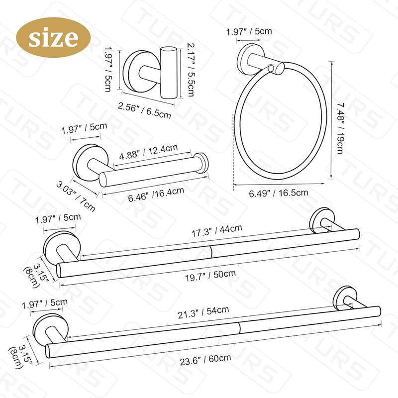 (Brushed Gold-8pcs) Bathroom Hardware Set, 304 Brushed Stainless Steel, 24 Inch