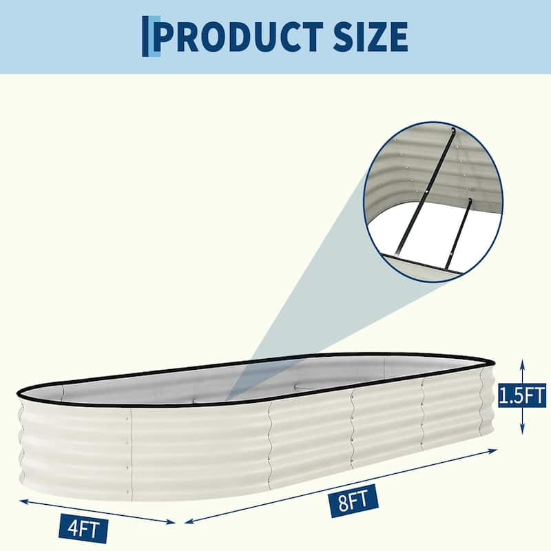 2-Pack 4x2x2FT Galvanized Steel Raised Garden Bed Kit for Vegetables Herbs and Flowers Beige