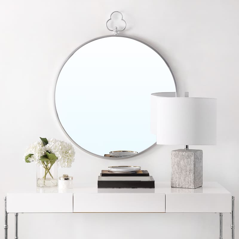 SAFAVIEH Brittnie 34-inch Silver Round Wall Accent Mirror - 30" x 1" x 30" - 30Wx1Dx30H