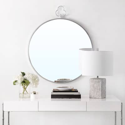 SAFAVIEH Brittnie 34-inch Silver Round Wall Accent Mirror - 30" x 1" x 30" - 30Wx1Dx30H