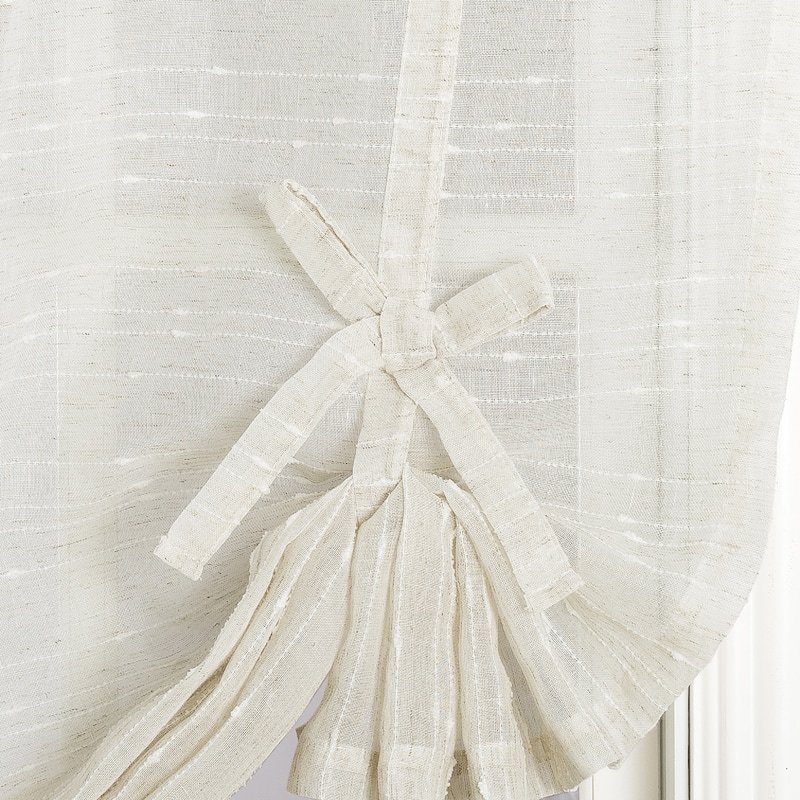 No. 918 Louette Slub Stripe Semi-Sheer Rod Pocket 1-Piece Window Tie-up Shade - 42" x 63"