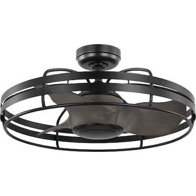 Bastrop Collection 26 in. Three-Blade Matte Black Transitional Ceiling Fan with 3 Speed Remote Control - 26 in x 26 in x 13.6 in
