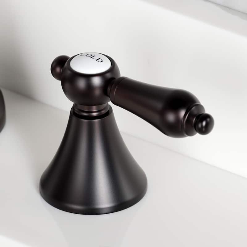 Kingston Brass Deck Mount Widespread Bathroom Faucet with Brass Pop-Up