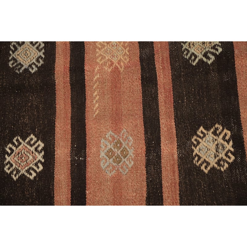 Hand Woven Oriental 100% Wool Carpet Southwestern Tribal Oranges & Rust Kilim Area Rug - 11' 6'' X 5' 11''