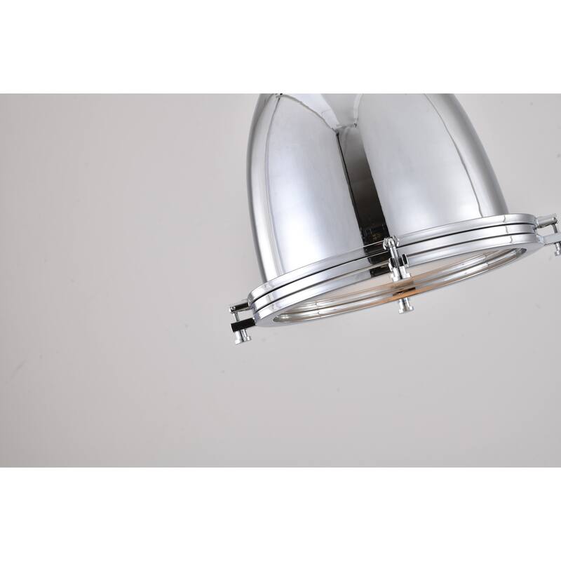Pendant Light - Chrome Hanging Ceiling Fixture with Crystal Accents - Modern Interior Lighting - 9.5