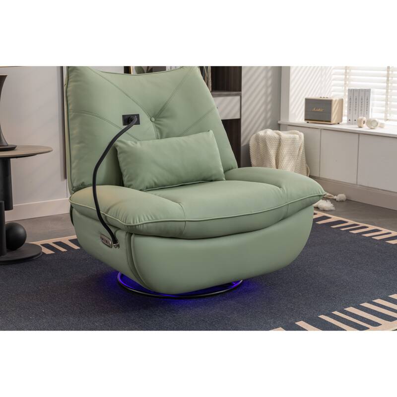 270° Swivel Glider Recliner Chair, Power Recliner with USB Port, Atmosphere Lamp